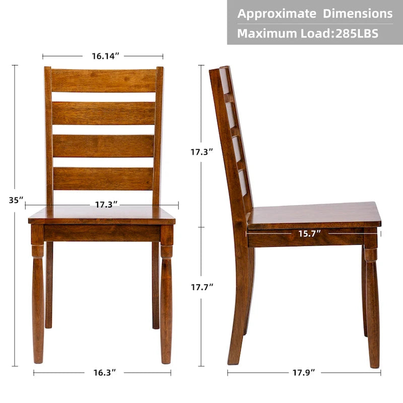 Chaise de salle à manger en bois à dossier échelle avec assise rembourrée Noyer noir