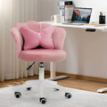 Chaise de bureau pivotante en velours dossier fleur capitonné réglable en hauteur rose blanc gris noir