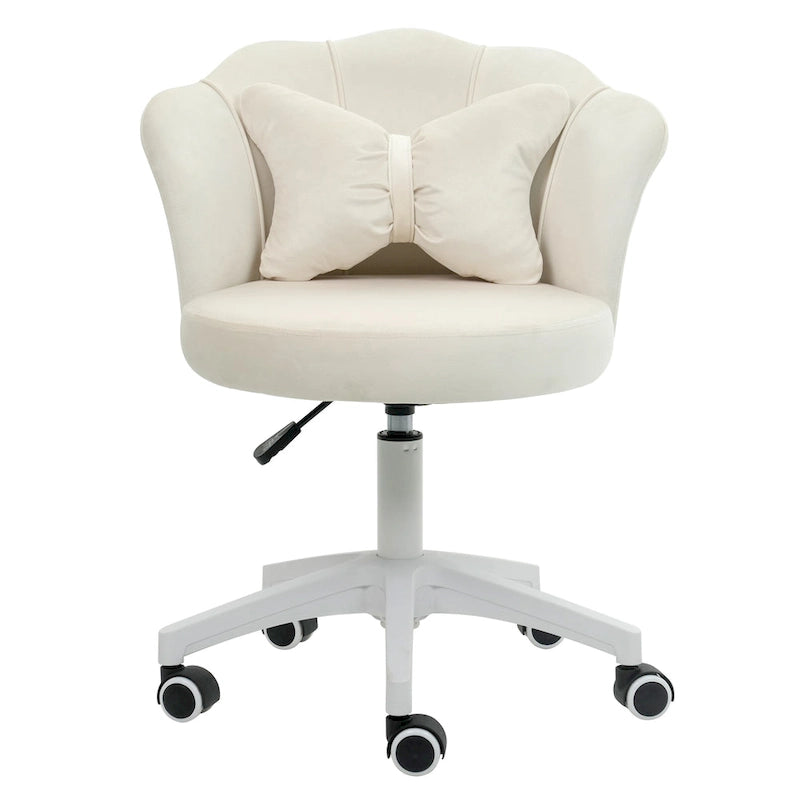 Chaise de bureau pivotante en velours dossier fleur capitonné réglable en hauteur rose blanc gris noir