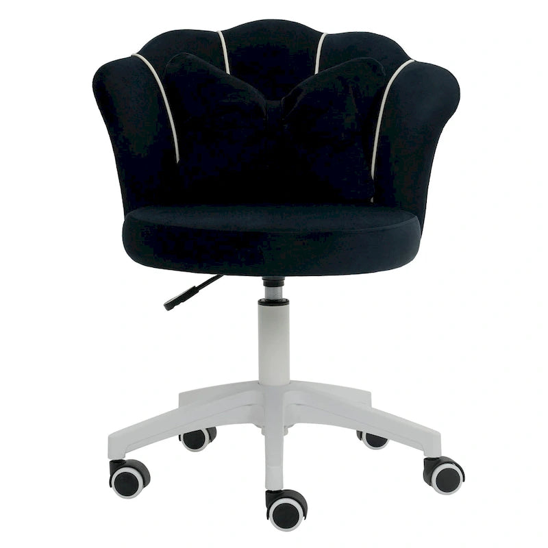 Chaise de bureau pivotante en velours dossier fleur capitonné réglable en hauteur rose blanc gris noir