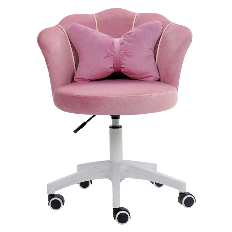 Chaise de bureau pivotante en velours dossier fleur capitonné réglable en hauteur rose blanc gris noir