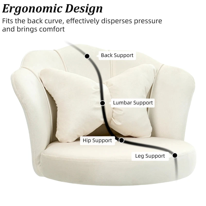 Chaise de bureau pivotante en velours dossier fleur capitonné réglable en hauteur rose blanc gris noir