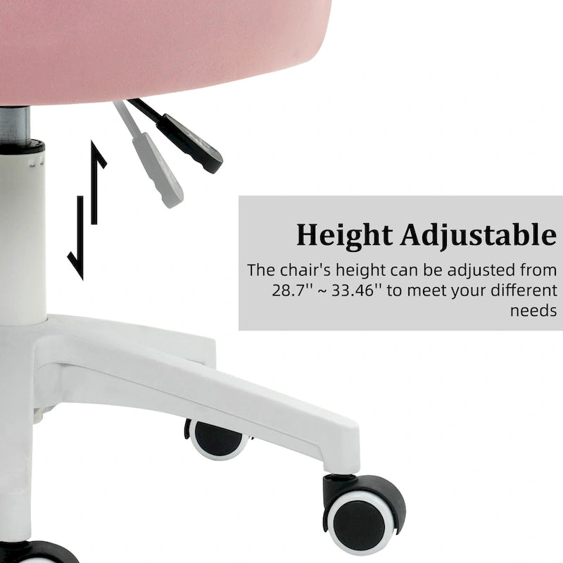 Chaise de bureau pivotante en velours dossier fleur capitonné réglable en hauteur rose blanc gris noir