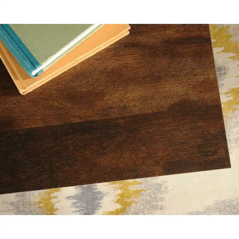Bureau rustique en bois marron avec tiroirs et étagères de rangement