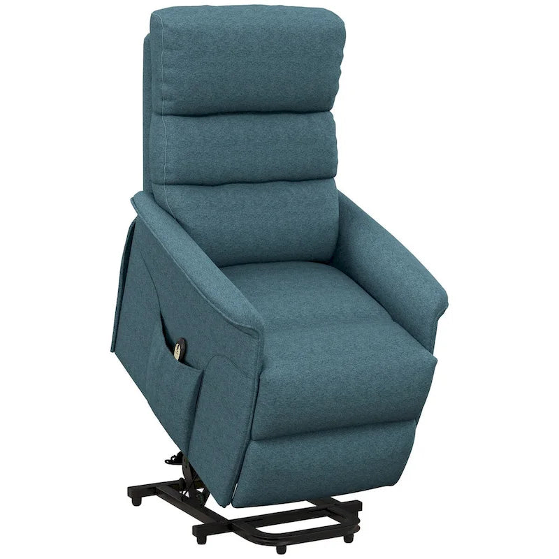 Fauteuil inclinable électrique releveur avec télécommande, lin beige bleu