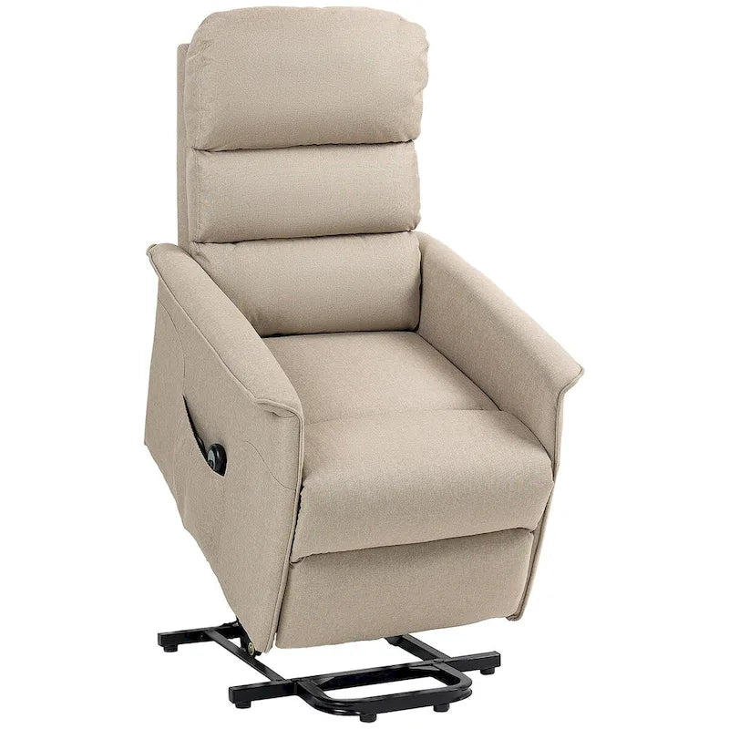 Fauteuil inclinable électrique releveur avec télécommande, lin beige bleu