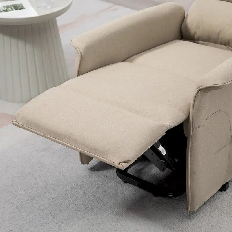 Fauteuil inclinable électrique releveur avec télécommande, lin beige bleu
