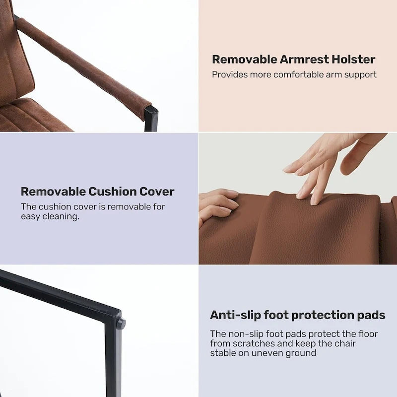 Fauteuil d'appoint Leathaire à surpiqûres verticales avec cadre en métal noir