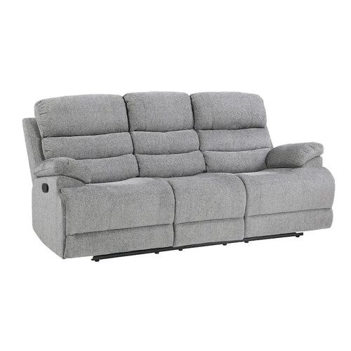 Canapé inclinable manuel double 84 pouces, rembourré en chenille grise
