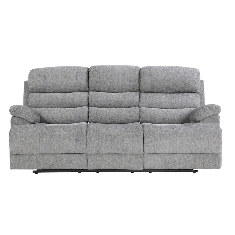 Canapé inclinable manuel double 84 pouces, rembourré en chenille grise