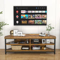 Meuble TV d'angle avec étagères de rangement et station de recharge intégrée, style industriel rustique