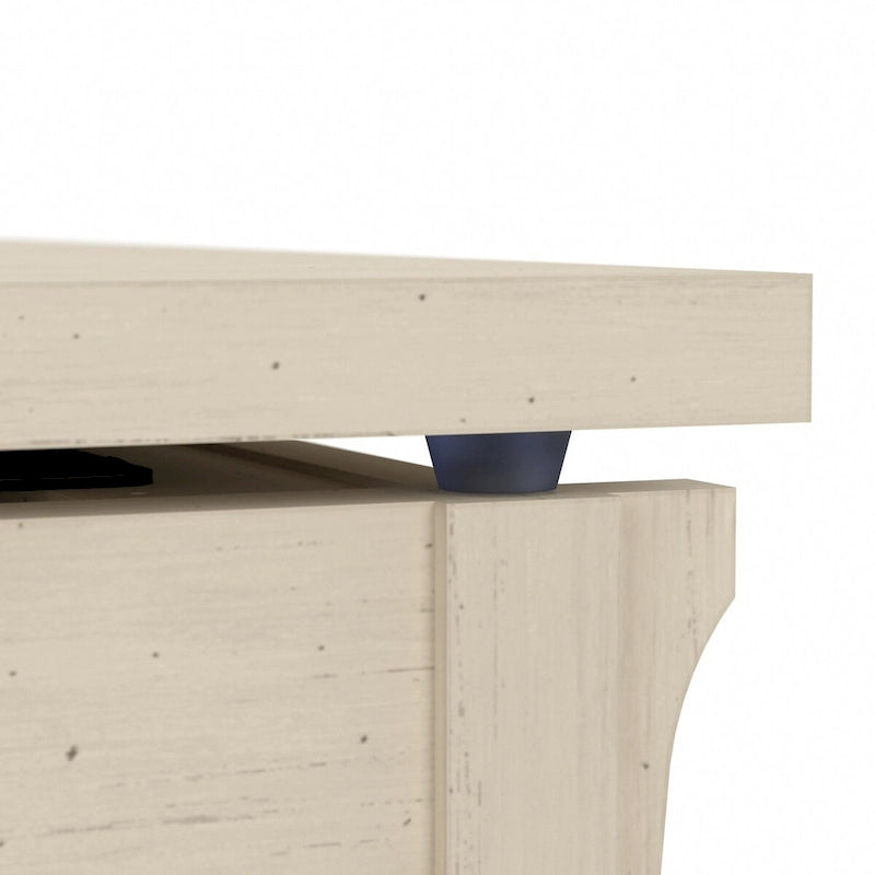 Table basse relevable avec compartiment de rangement dissimulé et étagère inférieure, Blanc antique